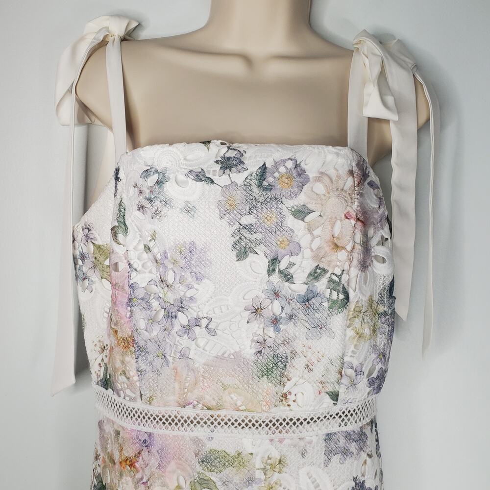 Arose Studio Madison Floral-Lace Tie Strap Sleeveless Midi Dress Size Medium - Picture 4 of 10